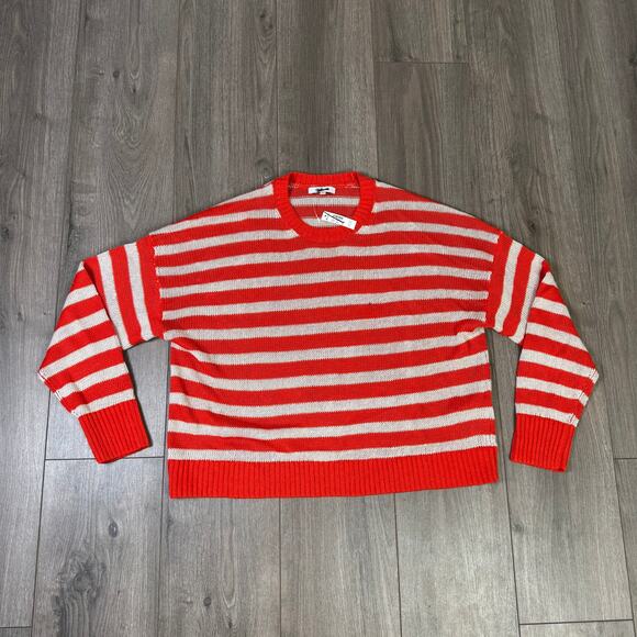 Madewell Linen Drop-Shoulder Sweater WMNS XL Red Gray Long Sleeve Pullover NU918 - Picture 7 of 12